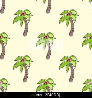 Tropical summer seamless pattern with coconut palm. Vector illustration. Seamless pattern with coconut palm Stock Vector