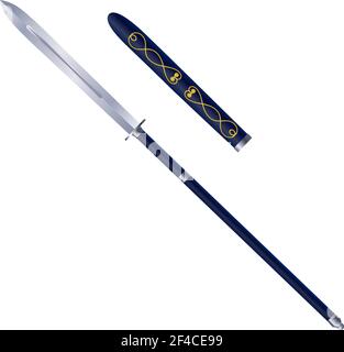 Stock Vector Japanese traditional spears on a white background. Ancient weapon. Subject on a white background isolate. Medieval weapons infantryman. Stock Vector
