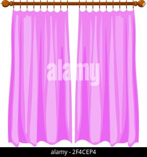 Vector illustration of abstract violet Cartoon curtains on the ledge. Stock Vector