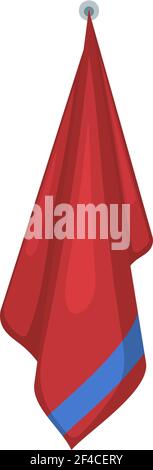 Vector illustration of hanging red terry towels on a white background. Cartoon style. Required items of hygiene. Bath towel affiliation Stock Vector