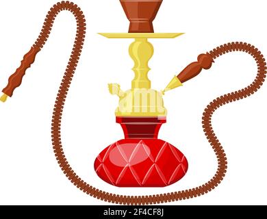 Vector illustration of hookah on white background. Cartoon drawing of a calabash. Vintage object. East Entertainment - hookah. Stock Vector