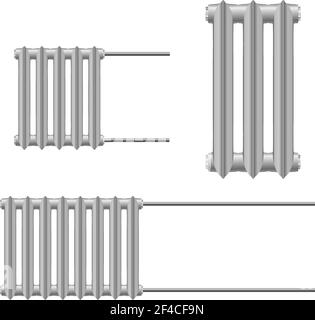 Set Vector illustration of a metal heat radiator on a white background. Home heating element. Abstract thing home construction element Stock Vector