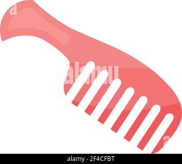 Vector illustration of a red comb on a white background. Cartoon style red comb. Accessories for hairdressers Stock Vector