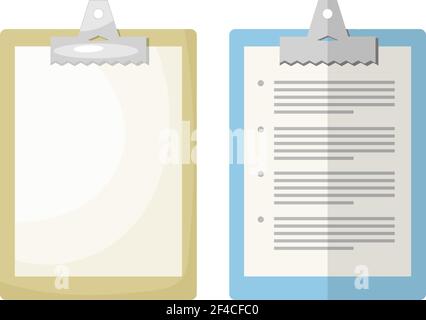 Vector illustration of a tablet with paper in Cartoon and flat style on a white background Stock Vector