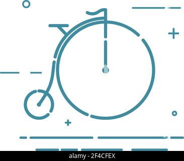 Abstract trendy linear flat icon retro bicycle on a white background. Vintage bike in line style Stock Vector