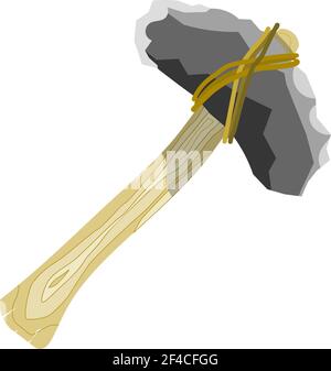 Primitive stone ax on a white background. Cartoon style. Vector illustration Stock Vector