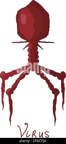 Vector illustration Cartoon red virus. Comic virus isolated on white background. Cartoon style. Microorganism biology nature Stock Vector