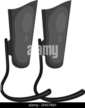 Vector illustration of a black modern prosthetic leg. Prostheses for runners Paralympians. Cartoon style prostheses Stock Vector