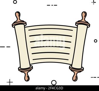 Color ancient scroll in a linear style. Line icon isolated on white background. Vector illustration. Stock Vector