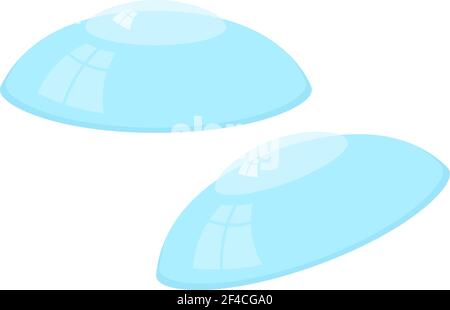 Vector illustration of a contact lens on a white background. Cartoon style contact lens. Subject Medicine and eye care Stock Vector