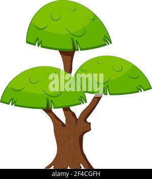 Cartoon green tree on a white background. Flora element. Abstract tree with stylized foliage. Stock vector illustration Stock Vector