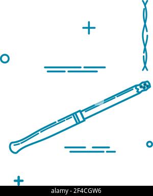 Vector illustration of a flat line icon of a cigarette holder. Abstract linear drawing for web design Stock Vector