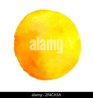 Abstract yellow round watercolor blob on a white background for design. Watercolor vector texture. Stock Vector