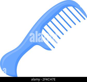 Vector illustration of a blue comb on a white background. Cartoon style blue comb. Accessories for hairdressers Stock Vector