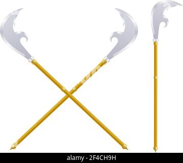 Stock Vector spears on a white background. Ancient weapon. Subject on a white background isolate. Medieval weapons infantryman. Stock Vector