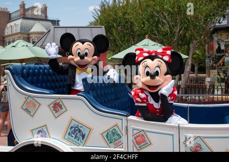 Orlando, Florida. July 29, 2020. Beautiful Eiffel Tower hand painted in France Pavilion at Epcot (36) Stock Photo