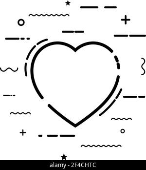 Heart symbol icon - black simple outlined, isolated - vector ...