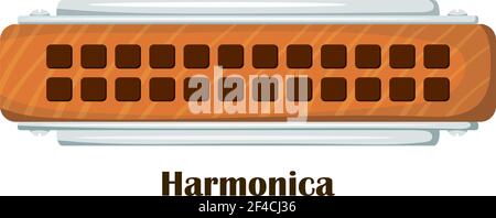 Color vector image of a musical instrument - harmonica on a white background. Stock vector illustration Stock Vector