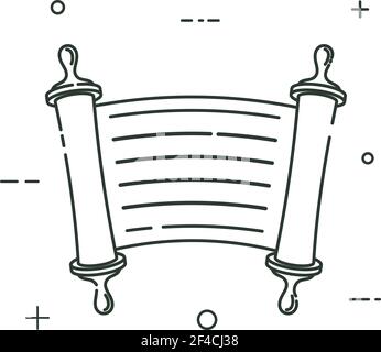 Scroll of old in a linear style. Line icon isolated on white background. Vector illustration. Stock Vector