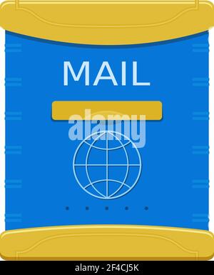 Vector illustration of abstract blue mailbox on a white background. Postbox, Cartoon style. Letter-box Stock Vector