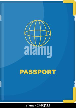 Vector illustration of a passport in a blue cover on a white background. Isolated object. Cartoon style passport Stock Vector