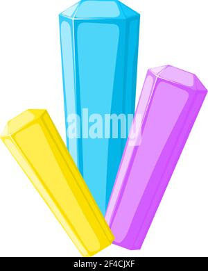 Vector illustration of color crystals on a white background. Cartoon style crystal. Minerals, design element. Stock Vector