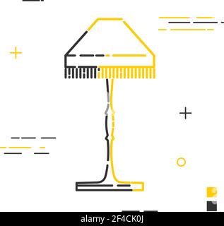 Color floor lamp in a linear style. Line icon. Isolated on white background. Vector illustration. Stock Vector