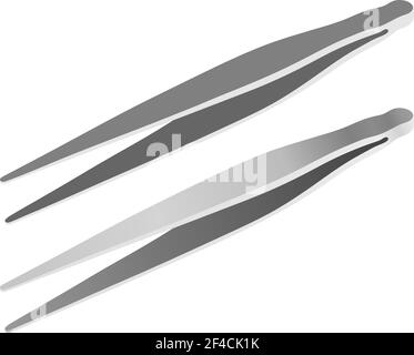 Vector silhouette of metal tweezers on a white background. Stock vector illustration Stock Vector