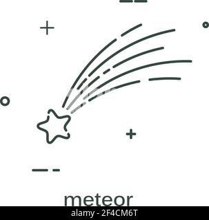 Simple flat icon of a shooting star on a white background. Linear style. Symbol of a meteorite. Atmospheric phenomenon. Vector illustration Stock Vector