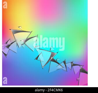 Abstract colorful vector design with glassy triangle shapes on a bright gradient background Stock Vector