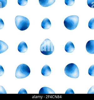 Watercolor abstract Easter seamless pattern with blue eggs on a white background. Vector illustration. Stock Vector