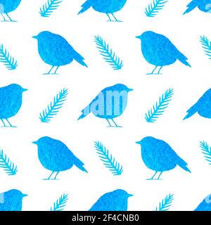 Cute blue bird watercolor isolated on white Vector Image