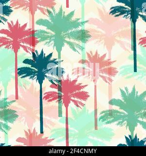 Tropical summer seamless pattern with coconut palms. Vector background Stock Vector