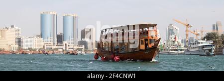 DUBAI - CIRCA JANUARY 2017: The famous Dubai Creek, a historic canal in Deira, the old part of the city Stock Photo