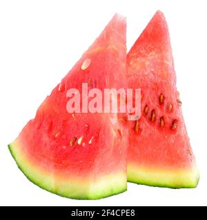 Two part of a ripe watermelon isolated on a white background. Stock Photo