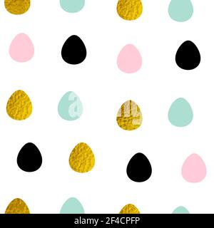 Easter seamless pattern with multicolored eggs on a white background. Vector illustration. Stock Vector