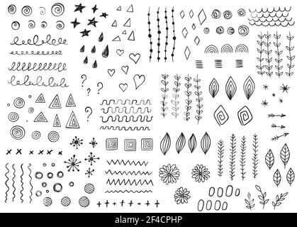 Set of vector hand drawn doodle design elements Stock Vector