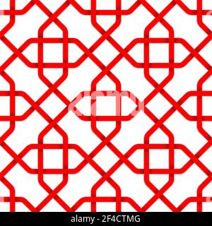 Decorative red abstract geometrical seamless pattern on a white ...