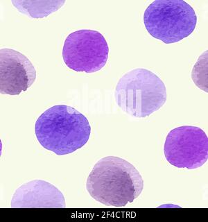 Decorative violet abstract watercolor seamless pattern with round blobs Stock Vector