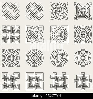 Set of geometrical decorative design elements. Vector illustration. Stock Vector