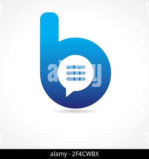B letter corporate logo. Corporation or educational consult, blue colored 3D style logotype. FAQ, I.Q., contact us, template of speak, smartphone sett Stock Vector