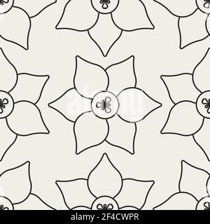 Decorative geometrical floral seamless pattern.  Vector background with flowers. Stock Vector