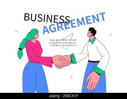 Business agreement - modern colorful flat design style web banner with copy space for text. Partnership and cooperation idea. A website header with cu Stock Vector