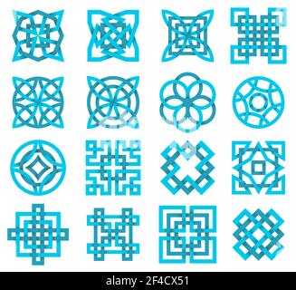 Set of geometrical decorative design elements. Vector illustration. Stock Vector