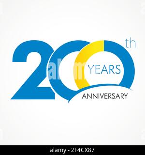 Anniversary 200 years old celebrating logo. Birthday greetings two hundred celebrates. 200 years old celebrating classic logotype. Simple traditional Stock Vector