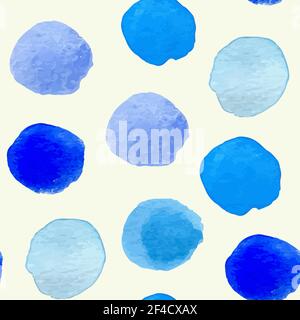 Decorative blue abstract watercolor seamless pattern with round blobs Stock Vector