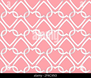 Romantic Valentine seamless pattern with white paper hearts on a pink background. Vector illustration Stock Vector