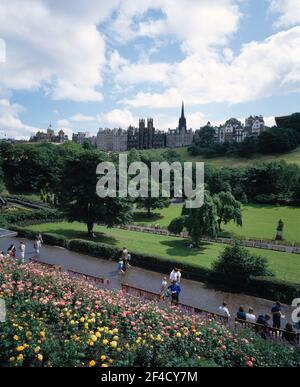 Scotland. Edinburgh. Princes Street Gardens, Castlehill and Old Town. Stock Photo