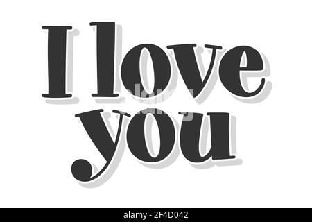 I Love You Handwritten Lettering Brush Pen Calligraphy. Vector illustration. Typography Print Stock Vector