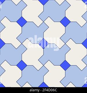 Decorative blue modern abstract geometrical seamless pattern. Vector background Stock Vector